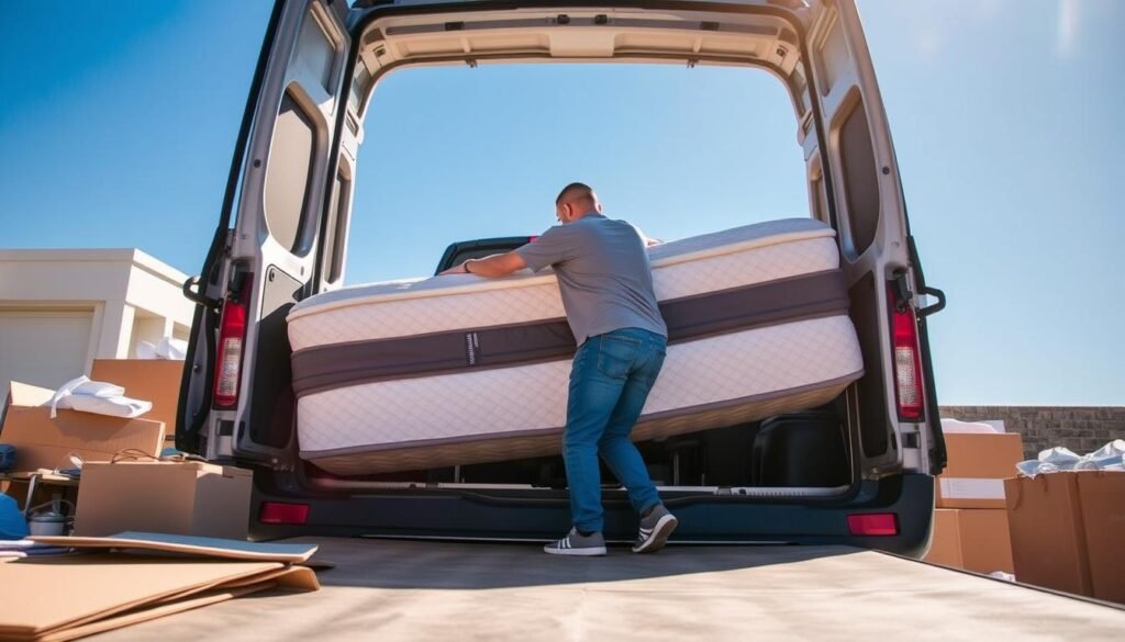 loading mattress into vehicle